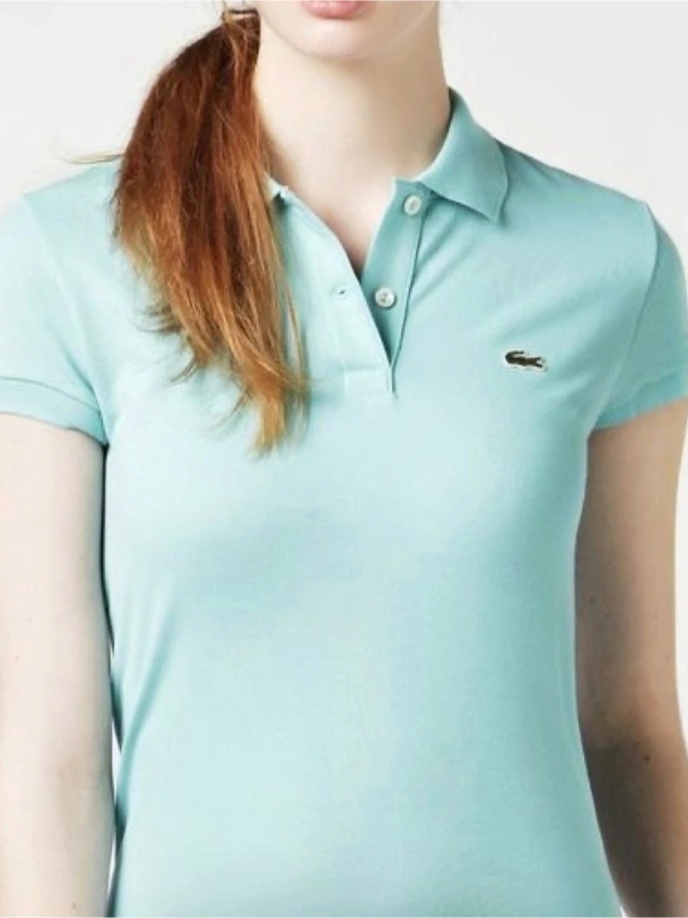 Lacoste Women's Cotton Pique Polo Shirt Pastel Blue  Size 46 - Small 4-6